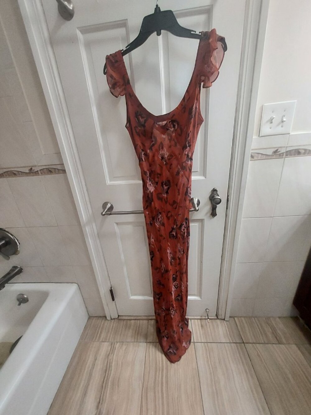 Realisation Par Lila Rosa Orange Red Maxi Floral Sleeveless Scoop Neck Dress - Picture 2 of 10